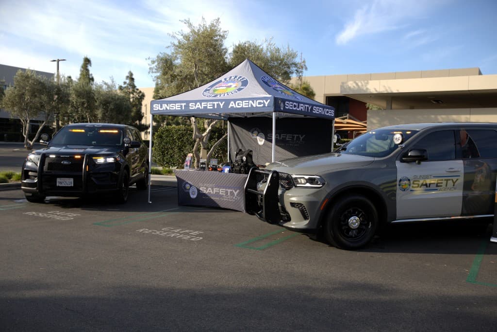 Sunset Safety event security and patrol vehicles on site
