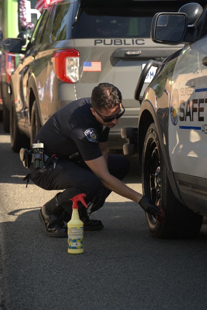 Officer monitoring a commercial construction site