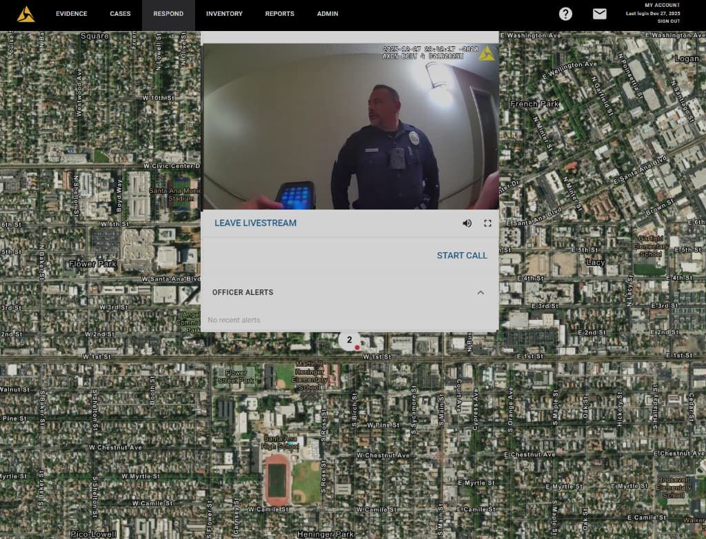 Incident report with body camera evidence in the portal