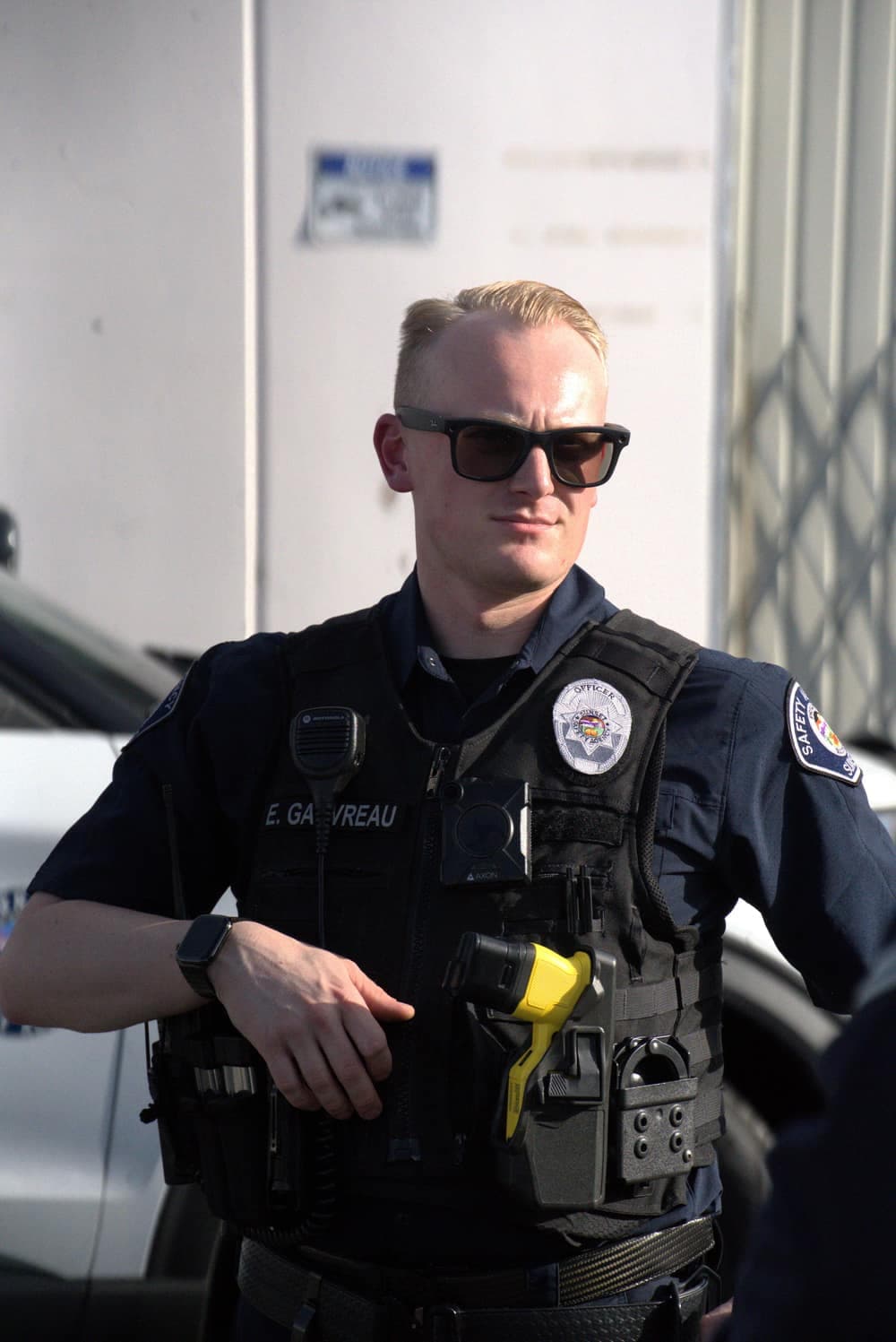 Sunset Safety Agency founder Evan Gauvreau in full patrol loadout