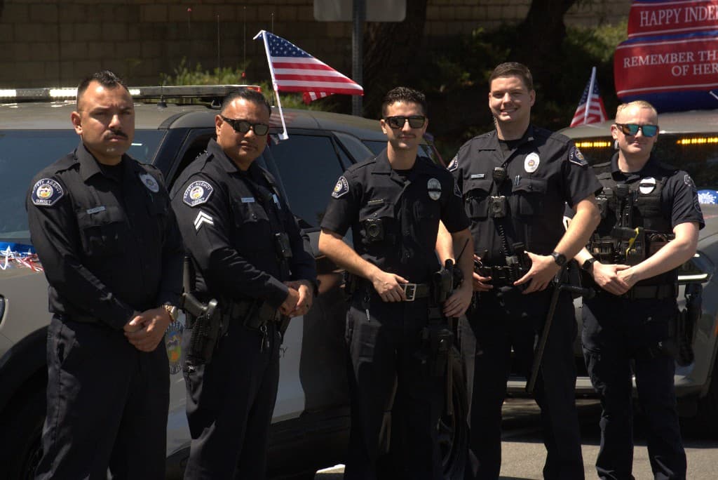 Diverse team of Sunset Safety Agency security officers in uniform
